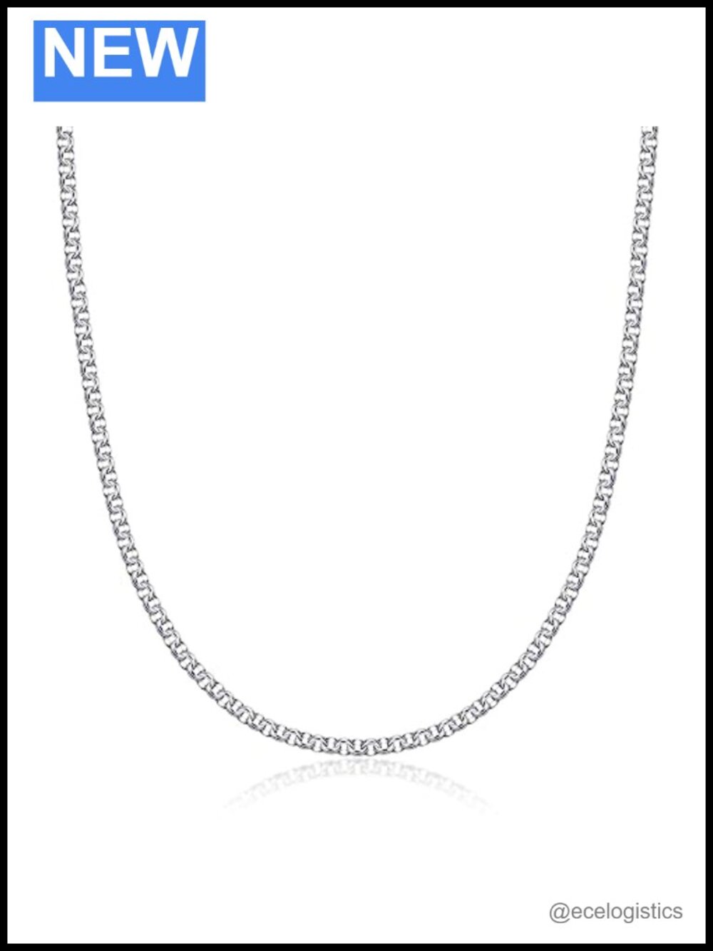 925 Sterling Silver 3.2MM Rolo Round Cable Link Chain Necklace Lobster Clasp